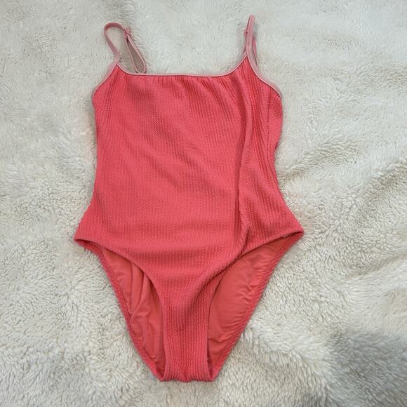 Aerie‎ Wide Rib Full Coverage One Piece Pink Swimsuit Sz XS - Picture 1 of 7